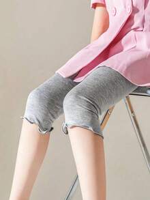 1/2/3 双女童可爱荷叶边针织紧身裤,有弹性,适合春、夏、秋季 - 彩色 - 查看 6