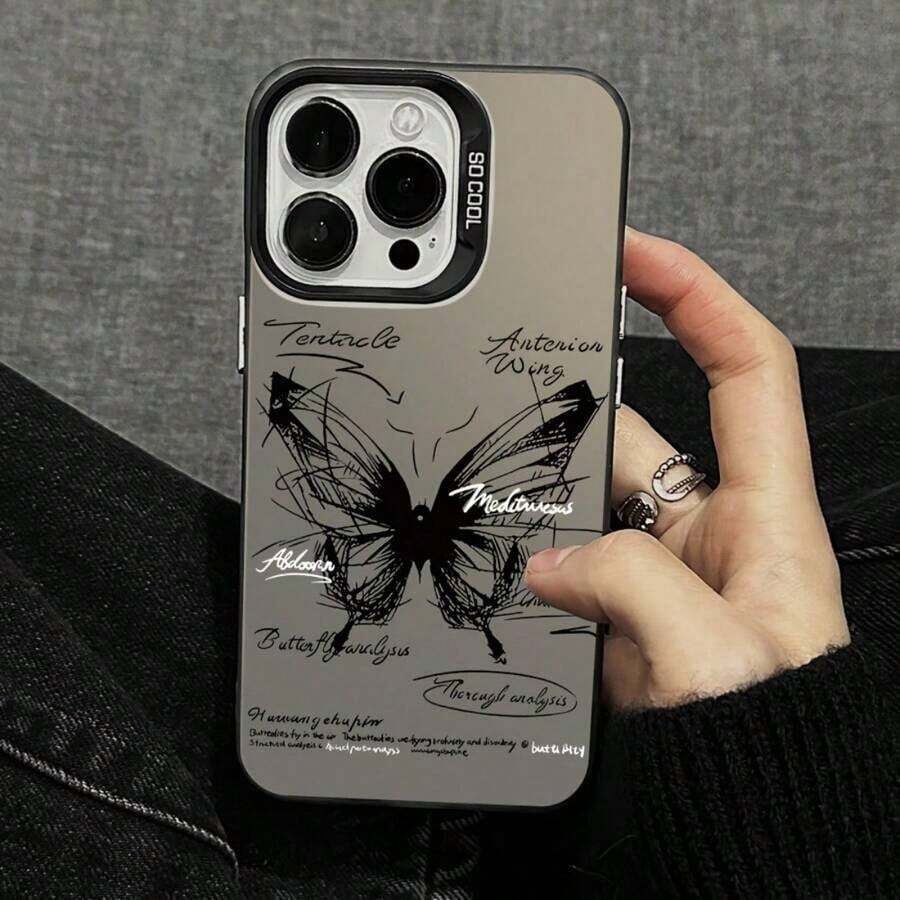 Funda de teléfono 1 pieza 2025 línea negra letra TPU patrón 8 11 12 13 14 15 16 PRO PLUS PROMAX 16E SE4 S22 S23 S24 ULTRA PLUS FE - Blanco - Ver 1