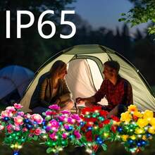 2-Pack Solar Garden Lights, 42 LED Outdoor Solar Lighting With Rhododendron Flowers, Waterproof Outdoor Garden Lights For Patio, Yard, Pathway Decor - 2支黃色杜鵑花 - 查看 2