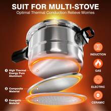 4Qt Aluminum Pressure Cooker, Pressure Pot,Compatible With Both Gas And Induction Stoves, Comes With A Release Valve And Multiple Protections, Plus A Canning Rack - 銀色 - 查看 6