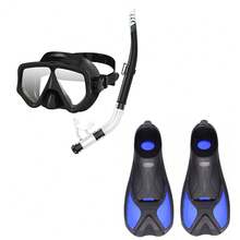 三件套浮潜面罩，防水潜水镜成人游泳镜水肺潜水，浮潜自由潜水高级蛙鞋可调节脚蹼成人长脚蹼游泳蛙鞋，潜水脚蹼，游泳自由泳蛙泳专项训练成人短鸭鞋硅胶潜水浮潜装备，为您带来愉悦的游泳体验，沙滩必需品，沙滩配件，泳池浮板