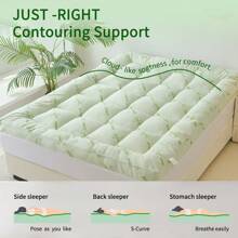 Mattress Topper - Queen Size | Plush Pad Mattress Topper For Back Pain Relief, 8-21" Deep Pocket | Bamboo Pattern Pillow Top | Bedroom Essentials