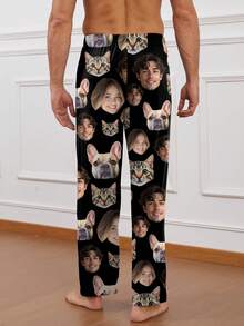 Personalized Men's Pajama Pants, Unique Couple Portrait/Pet Customized Print,Colorful,Cute,Adorable,Contracted,Funny,Custom,Unique,Customized,Personalized,Ideal Gifts For Him,Ideal Gifts For Her,Boyfriend,Girlfriend,Family,Friends,Her,Customized Men Loungewear,Delicate Romance, Fall,Underwear & Sleepwear,Christmas Home Atmosphere,Anniversary Gift, Valentine Gift, Birthday Gift, Wedding Gift,New Year's Eve Outfit