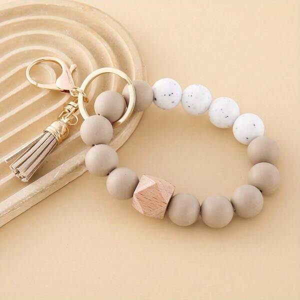 1pc Silicone Bead Bracelet, Keychain, Decorative Pendant - Unique Silicone Beads, Elegant Keychain, Lobster Clasp For Backpack And Car Keys - Ideal Gift For Women Car Accessories Bag Charm Backpack For School