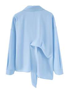 Modische Damen Einfarbige Bluse mit Schleife als Dekoration