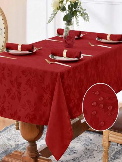 Toalha de mesa retangular jacquard à prova d'água, padrão de folha, toalha de mesa decorativa de tecido espesso adequada para jantar, festa, feriado