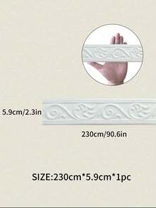 1 Rolle 3D Blumen Blätter Ranken Muster Relief romantisches Spezialdesign Sockelleisten Aufkleber, XPE Schaumstoff Material selbstklebend stoßfest Wandaufkleber, minimalistischer moderner Stil Heimdekoration, Renovierung Sockelleiste, Schlafzimmer Dekoration, Badezimmer Dekoration