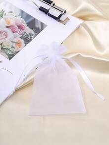 5/10/20/50/100Pcs Multi-Color Gauze Bags, Gift Packaging Bags, Gift Bags, Home And Daily Necessities, Nylon Bag Storage Bags, Festival And Party Supplies, Wedding Supplies, Gift Decoration Packaging, Small Packaging Bags, Jewelry And Accessory Packaging, Gift Hanging Bags, Birthday Gift Jewelry Drawstring Bags, Wedding Banquet Bags, Wedding Small Packaging Bags, Transparent Net Bags, Bracelet Bags, Gift Bags, Suitable All Kinds Of Weddings, Family Gatherings, Festivals, Back-To-School Season Gifts - White - View 9