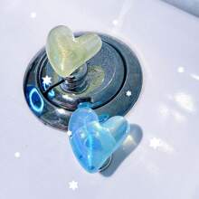 2pcs Heart-Shaped Flashing Flashing Toilet Flush Assist Button, Protecting Nail Art, Indoor And Car Decoration, Drawer And Wardrobe Handle, A More Comfortable Life And A More Exquisite Gift For Friends