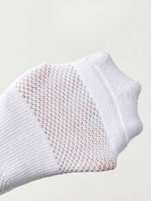 10 Pairs Men's Plain White Socks, American Style Thin Terry Cushion Breathable Moisture-Wicking Everyday Wear & Running Socks, Unisex