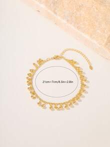 1 件时尚简约复古可调节沙滩脚链，适合女士，适合休闲和通勤穿着 - 金黃色 - 查看 14