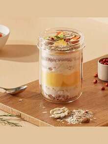 1 件密封玻璃酸奶杯、隔夜燕麦罐、小冰沙杯、带勺子的全谷物、谷物便携式早餐杯、易于携带、厨房用品万圣节、圣诞节、婚礼、厨房、节日必需品、家居、万圣节装饰、花园、露营、旅行必需品、生日装饰、生日、派对装饰理想礼物 - 彩色 - 查看 8