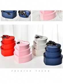 新款蝴蝶结丝带礼盒心形红色包装纸盒带盖礼品盒婚礼情人节圣诞礼物盒 - 彩色 - 查看 9