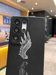 Nuevo estuche de teléfono suave de TPU negro a prueba de golpes, rasguños y huellas dactilares con textura de alas de ángel y diablo, que protege la lente de la cámara, compatible con Apple, Samsung, Xiaomi Redmi, OPPO, VIVO