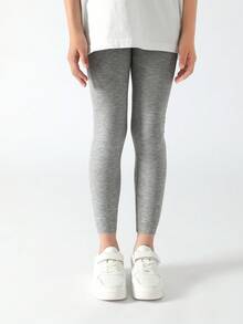 4-Pack Girls Solid Color Vertical Stripe Cropped Leggings, Elastic Fitted Jumpsuit Tights, All Season Casual Yoga Pants, Cute Sports Style Suitable For Students Daily Wear, Soft & Comfortable, Versatile, Back To School Season - Multicolor - View 3