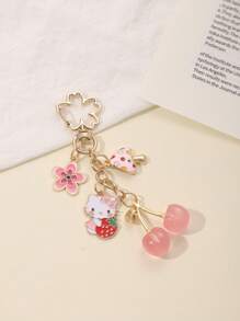 Sanrio 1pc Unisex Sanrio Hello Kitty Key Chain Set, Cherry, Strawberry, Pearl Design Cute Pendant Keychains, Fashionable Lightweight Luxury Boho Gift For Mother's Day, Teacher, Graduation, Car Accessories, Valentine's Day