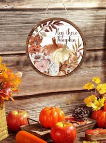 1pc/120Pcs Autumn Decor Door Sign, Hey There Pumpkin Pattern Wood Round Sign Hanging Ornaments For Harvest Home Front Porch Living Room Bedroom Autumn Thanksgiving Holiday Door Decoration