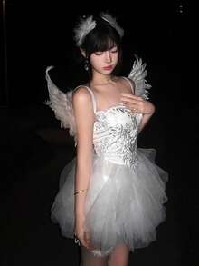 3件組天使裝扮套裝，含人造非動物羽毛翅膀、光環頭箍與仙女魔杖，適合天使Cosplay、派對攝影、萬聖節、嘉年華、婚禮、生日、化裝舞會及節慶活動，送給家人朋友的理想禮物 - 彩色 - 查看 7