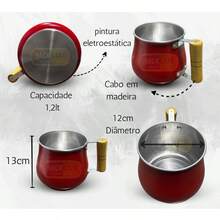 ALUMINUM MUG WITH WOODEN HANDLE 1.2 LITERS - Red - View 2
