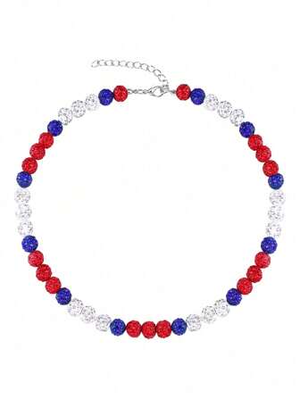 1 件男女通用棒球项链，串珠项链灵感，水钻项链