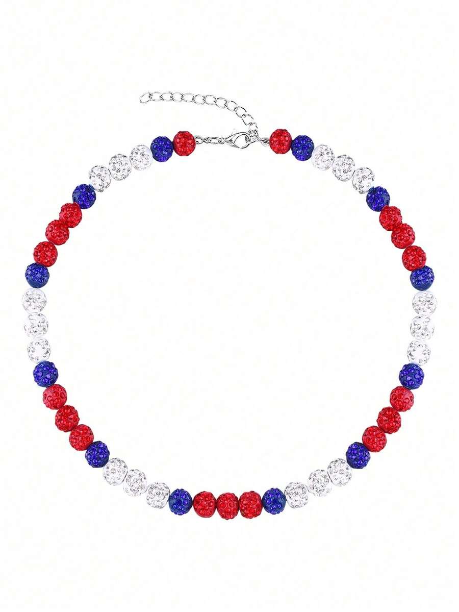 1 pieza Collar unisex de béisbol, collar de cuentas inspirador, collar de strass - collar - Ver 1