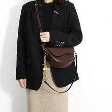 Retro Half-Round Flap Saddle Crossbody Bag, 2025 New Fashion Chain Shoulder Bag For Women, Elegant Personalized Casual Daily Commute Shoulder Bag, Dating Gift - Coffee Brown - View 7