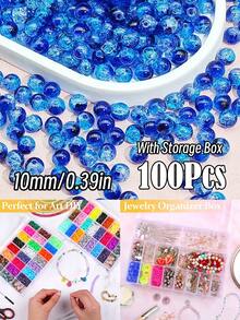 闪亮裂纹玻璃珠，破裂效果，尺寸为 10 毫米/0.39 英寸和 8 毫米/0.31 英寸。多色圆形珠子，用于 DIY 珠宝、手链、项链、耳环和手工艺品制作。