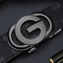 Stylish Metal Buckle Belt For Men And Women - Fashionable Daily Decoration Jeans Belt With Fully Automatic Letter Buckle - Perfect Accessory For Business And Casual Occasions - 黑色 - 查看 7