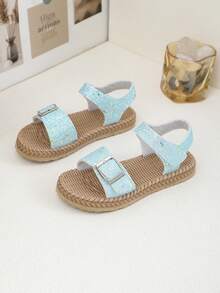 1 双舒适、时尚、百搭、轻便、经典女童平底凉鞋 - 藍色 - 查看 1