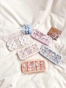 XIANG YU 可爱小动物隐形眼镜盒带镜子护理盒隐形眼镜盒翻盖透明隐形眼镜盒旅行套装，可爱隐形眼镜盒收纳盒带镊子拆卸工具，旅行和家用隐形眼镜浸泡收纳套装盒 - 顏色 - 查看 3