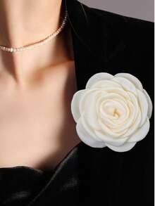 1pc Versatile Fashion New Multilayer 9cm Big Flower Fabric Brooch For Women, Suitable For Clothing, Scarf, Hat Decoration, Daily Wear & Party - Camellia Flower Brooch - View 2