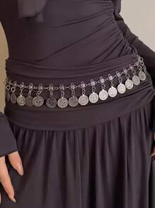 1 Stück Damen Boho Vintage Münze Metall Quaste Taille Kette Kleid, geeignet für Strand, Urlaubsparty, Geburtstagsfeier, Taille Dekoration
