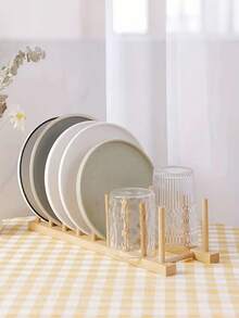 1個 木製 食器ラック 食器乾燥ラック 食器棚 キッチン収納ラック 食器干しラック ダイニング、キッチン、リビング、デスクトップオーガナイザー、キッチン用品、食器収納ラックに適しています - カーキ - チェックする 9