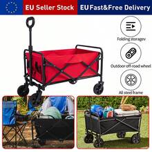 NetHong HI-Q Heavy-Duty Folding Fishing Cart With Tow Bar For Garden, Camping, Festival And Beach