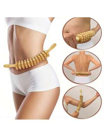 1 Piece Of Wooden Bending Massager, Handheld Roller Bar With 12 Trigger Points For Manual Body Treatment Fascia Honeycomb Group Muscle Massager (Randomly Shipped For Bending And Non Bending)