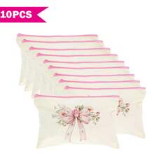 1/5/10/20pcs Sweet Pattern Canvas Zipper Bags Gift Storage Pouch Set, Y2K Style Bow Decor Accessory Organizer Bags, Essential For Ladies Party Butterfly Theme, Versatile Makeup Brush Holder, Stationery Pouch, Party Favor Bags