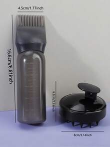 Bộ 2 chai thuốc nhuộm tóc + chai dầu gội + cọ chải tóc, chai thuốc nhuộm tóc có vạch chia, dụng cụ uốn và nhuộm tóc, màu đen. - màu đen - Xem 3