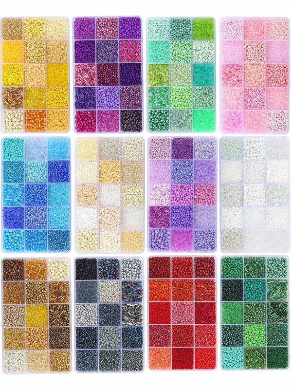4560Pcs Multistyles Glass Seed Beads Kit - Colorful Creations Spacer Bead, Perfect For Handmade Diy Friendship Bracelets Necklace Earrings Nail Art Mobile Phone Chain Jewelry Making Supplies