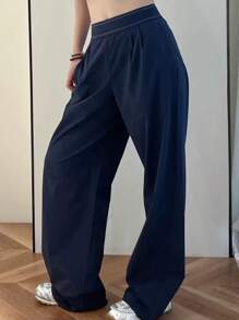 两件套速干面料提花松紧腰阔腿裤带侧袋日常休闲装