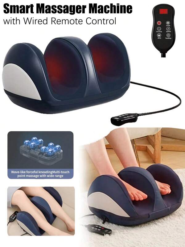 Foot Massager Machine With Heat, Foot And Calf Massager With Massage Roller, Deep Tissue Massager For Plantar Fasciitis, Pain Relief, Promotes Blood Circulation, Gifts For Women & Men