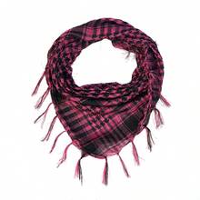 1 chiếc khăn trùm đầu Shemagh Ả Rập họa tiết răng sói, khăn choàng sa mạc chiến thuật quân sự có tua rua - Đỏ - Xem 6