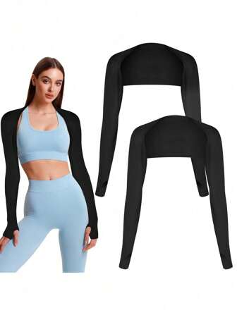 1 件装 女士凉爽披肩袖套 防晒袖套 防紫外线袖套 带指孔 适合打高尔夫