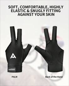 Pool Glove Left Hand, Billiards Gloves 3-Finger Lycra Glove With Anti-Slip Silicone & Breathable – Billiard Gloves Popular Sizes For Men & Women - Black - View 8