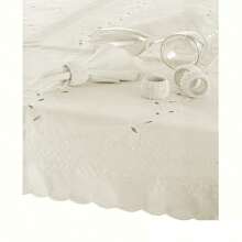 Elegant Oblong Embroidered Tablecloth - 170x360cm - Soft Marshmallow Color For Dining And Special Occasions