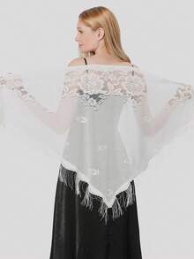 1 件女士柔软纯色透明雪纺披肩，派对舞会礼服配饰