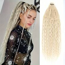 Aipin 4 In 1 Dreadlock Extensions Single Ended 24 Inch Mixed Set Handmade Hippie Dreads 30 Strands, Straight & Deep & Box Braid & Twist Options For All Hair Types - Multicolor - View 3