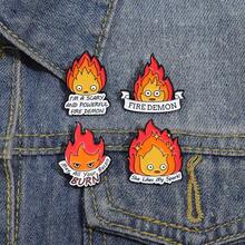 1 Pc Cute Cartoon Flame Series Lapel Pin, Funny Anime Character Peripheral Quirky Style Brooch, Versatile Fashion Accessory - Flame - View 6