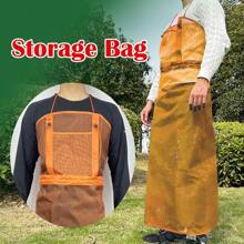 Atmungsaktive Mesh-Rasenmäher-Schürze mit Taschen - 124 cm Länge volle Abdeckung Arbeitskleidung für Gärtnerei, Trimmen & Landschaftsgestaltung, Grün/Orange/Blau