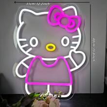 Sanrio 1 Stück/Sanrio KT Katze Gaming Zimmer Schlafzimmer Spielzimmer Internet Café Dekoration Neon Cartoon Form LED Neonlicht