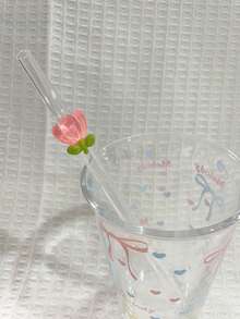 1/2 件花卉装饰耐热玻璃吸管，适合饮用果汁、奶茶、咖啡、冷饮，带有弧形设计和水果装饰、学校用品、礼品、餐厅、露营/旅行/夏季/度假/厨房、学校用品、礼物/情人节。 - 彩色 - 查看 10